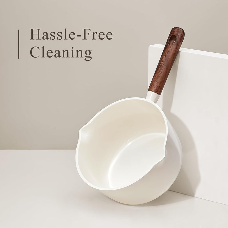 CAROTE 2QT & 3QT Sauce Pan Sets with Lid & Ladle Ceramic Nonstick Pot Set Non Toxic Saucepan Small Kitchen Cooking Pots, Easy to Clean, Induction Comptable, PFAS PTFE Free - Image 4